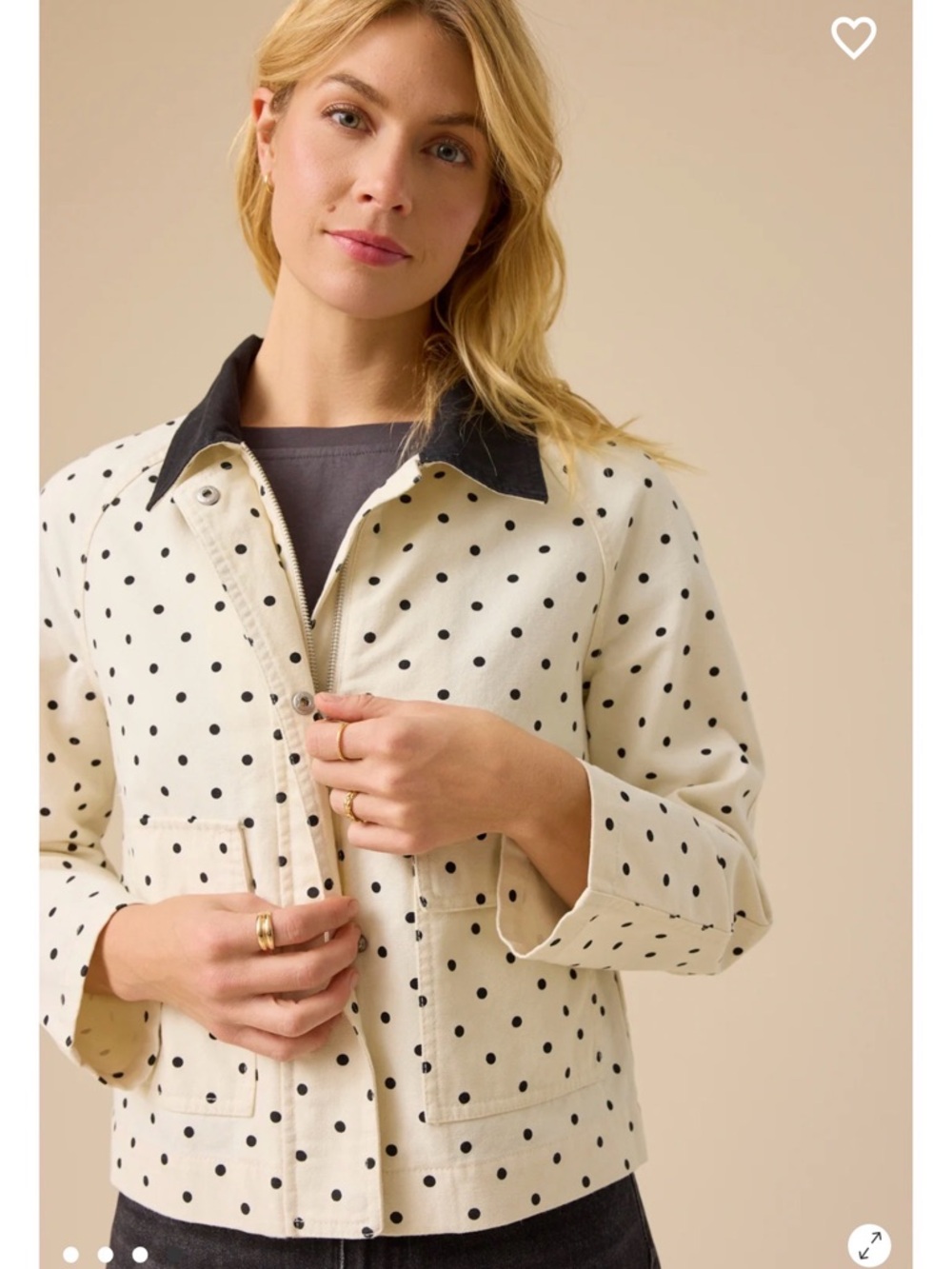 Altar'd State Cream and Black Polka Dot Jacket - Picture 2 of 7